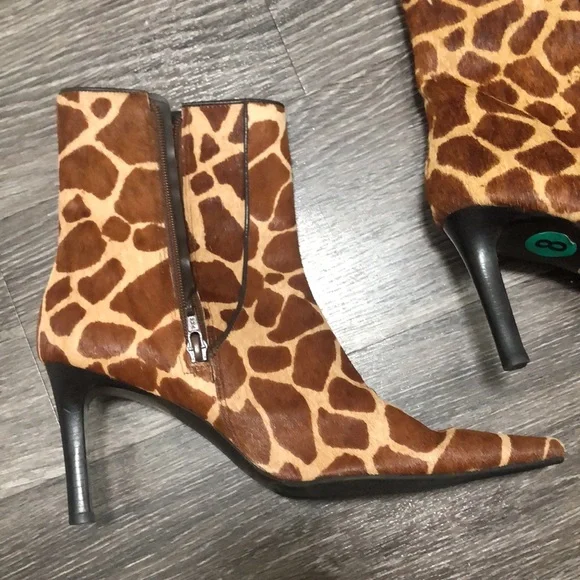Vintage Ralph Lauren Giraffe Print Pony Hair Heeled Boots - Size 8 - Picture 9 of 12